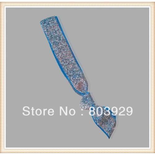 5/8" Elastic Lt. Silver Glitter Ribbon Hair Ties