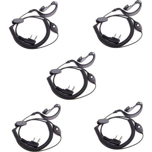 Lot 5pcs 2 Pin K-TYPE Handsfree Flexible Earphone Headphone w/Microphone for Dual Radio Baofeng UV5R UV-5R Kenwood Walkie Talkie