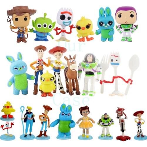 6pcs 7pcs 9pcs Toy Story Figures Woody Buzz Lightyear Forky Bo Peep Gabby Bunny Ducky Jessie Bullseye Horse Squeeze Aliens Dolls