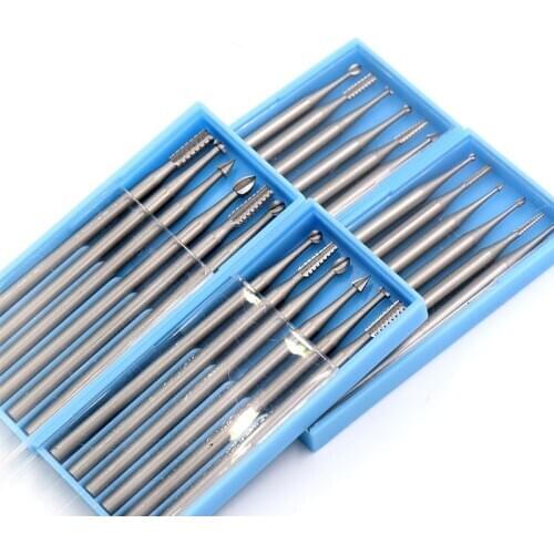 6pcs/box Dental lab instruments Tungsten steel carbide grinding head rotary burr head grinding teeth dentistry carving