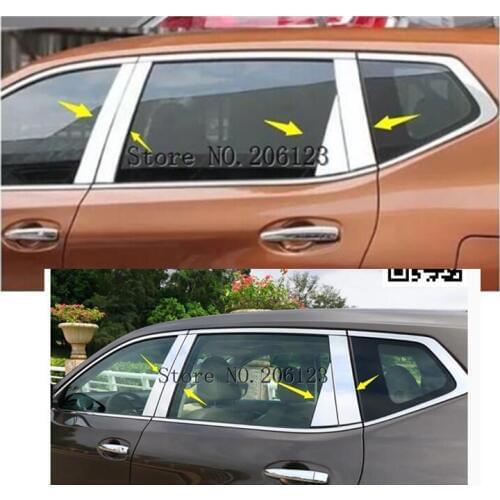 For Nissan Rogue x-Trail t32 2014 2015 2016 2017 2018 2019 Stainless Window Chrome Pillar Posts Cover Trim Molding Garnish 8pcs