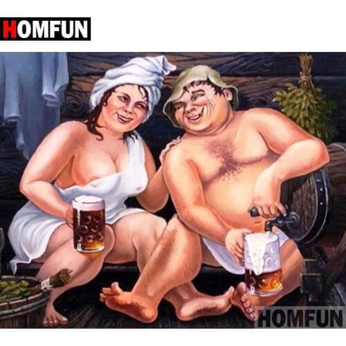 HOMFUN 5D DIY Diamond Painting Full Square/Round Drill "Bathing chart" 3D Embroidery Cross Stitch gift Home Decor A02615