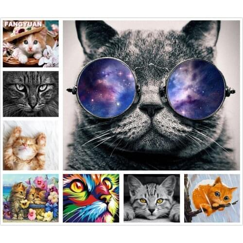 Diamond Painting Cat Full Drill Diamond Embroidery Animals Picture of Rhinestone Cross Stitch Diamond Mosaic Handwork Home Deco