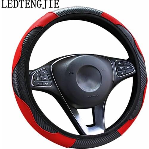 Car Steering Wheel Cover Perfect Fit Steering Wheel Breathable Non-slip PU Leather Steering Cover for 37-38cm