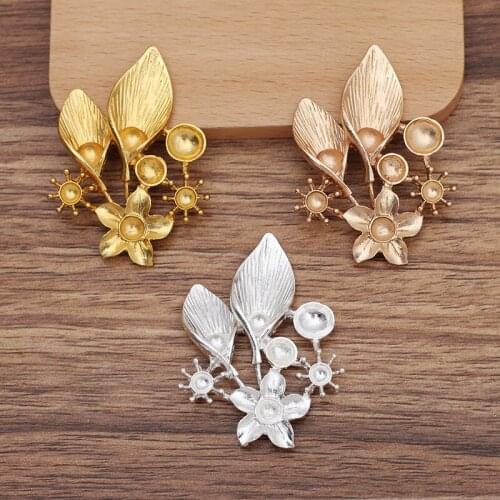 10 PCS 38*51mm Metal Alloy Flowers Leaf Accessories DIY Handmade Necklace Hair Accessories For Jewelry Making