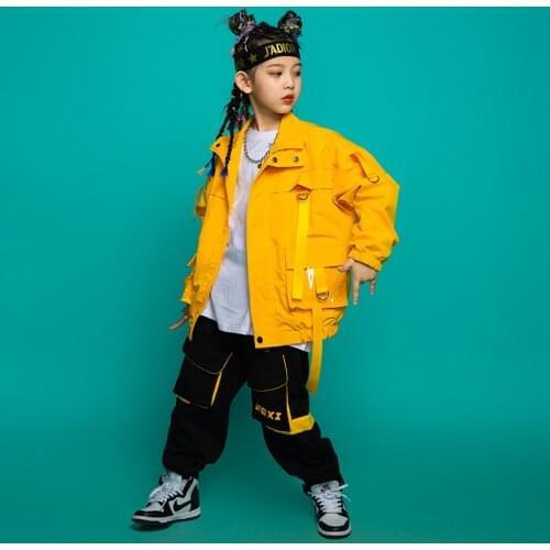 Kids Boys Girls 2 Suit Sets Cargo Jacket Pant Streetwear Casual Hip Hop Teenage Children Dance Coat Trousers Tracksuits Costumes