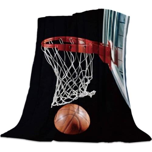 Basketball Throw Fleece Blanket for Bed Couch Sofa 3D Basketball with Hoop Lightweight Soft Warm Premium Plush Fleece Blanket