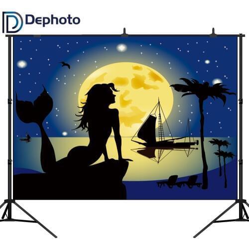 DePhoto Mermaid Princess birthday party photography backdrop Star Moon fairy tale background children photophone photocall