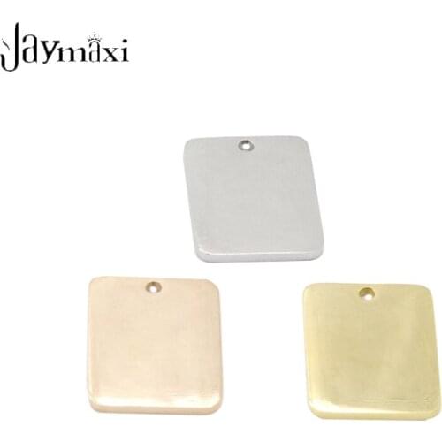Jaymaxi 15*20mm Stainless Steel Blank Stamp Mirror Polished DIY Rectangular Pendant Accessories Square Pendant 20Pieces/lot