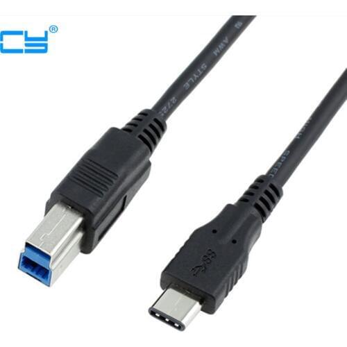 Black Color USB-C USB 3.1 Type C Male Connector to USB Standard B Male Data Cable for Mac book & Laptop