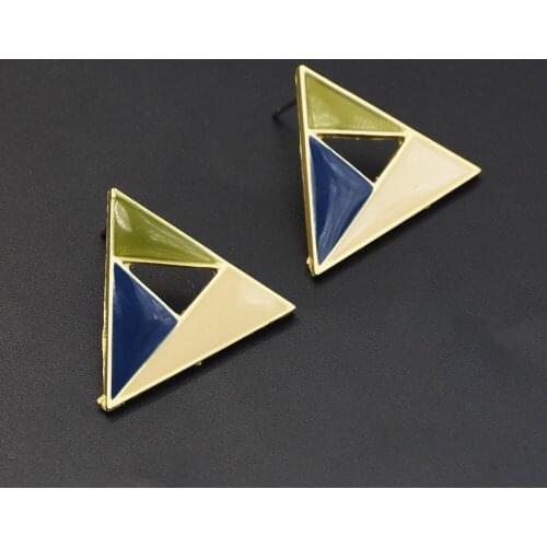 Korean Colorful Hollow Triangle Round Square Pendientes Fashion Women Geometric Acrylic Stud Earrings For Girl Oorbellen Jewelry
