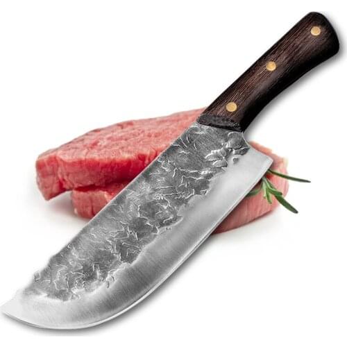 Handmade Forged Kitchen Knife Butcher Meat Chopping Cleaver Chinese Chef Knife 5CR15 Stainless Steel