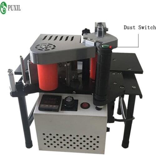 Edge Banding Machine Portable Wood PVC Two-sided Gluing Edge Bander with Tray & Cut Adjustable Speed 110/200V