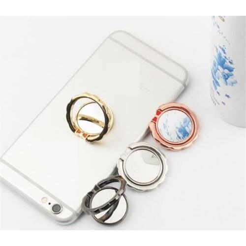 Round Metal Mirror Finger Ring Smartphone Stand Holder Mobile Phone Holder Stand For iPhone Huawei All Smart Phone Sticker