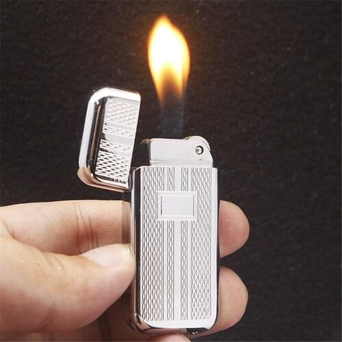 Metal Butane Gas Lighter Portable Ultra-Thin Mini Grinding Wheel Ignite Free Fire Lighter Smoking Accessories Mens Gadgets Gift