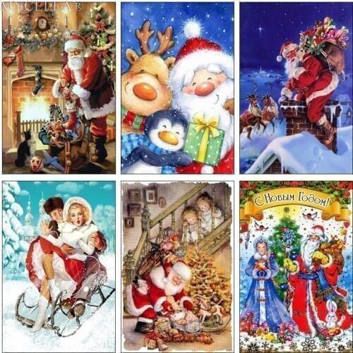 Cartoon Santa Claus Full DIY 5D Diamond Painting Cross Stitch Diamond Embroidery Patterns rhinestones Diamond mosaic Christmas