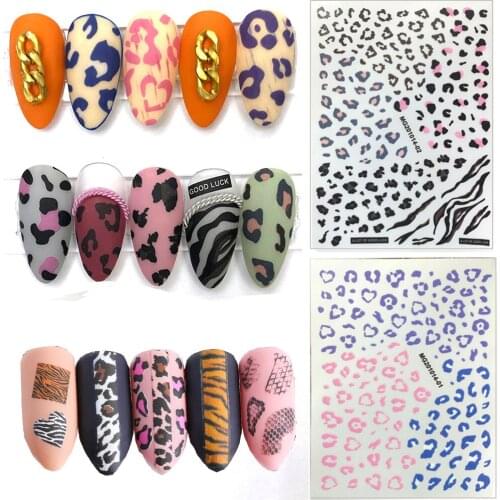 Natural Sexy Leopard Nail Sticker 3D Stereo Nail Sticker Water Transfer Slider Nail Foil Matte Scrub Fashion Beauty Manicure