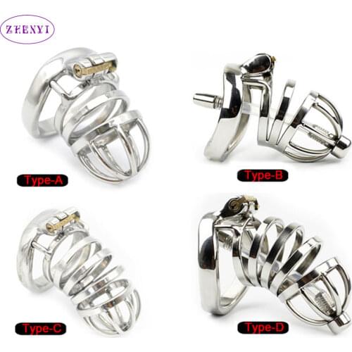 Newest！BDSM Stainless Steel Cock Male Cock Cage Penis Ring Chastity Device Catheter With Stealth New Lock Adult Sex Toys