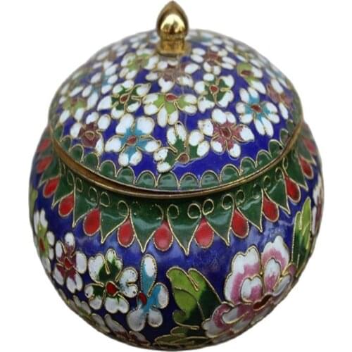 Enamel Cloisonne filigree craft tea canister storage tank storage tank Chinese wind ornaments