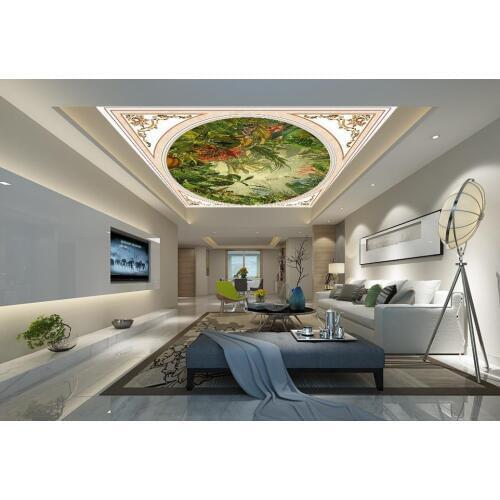 Custom 3d ceiling murals Tropical plants large wall murals wallpaper on the ceiling 3d luxury wallpaper for bathroom