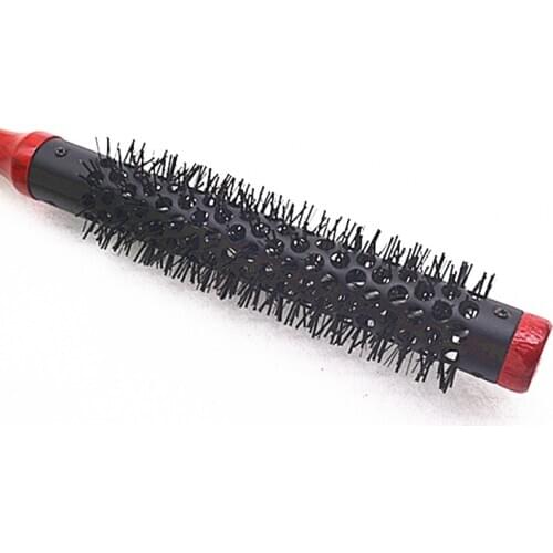 1pc Professional Hair Brush Salon Round Roll Nylon Comb Curly Barber Hairbrush Edge Control Wood Comb Hairdressing Styling Tool