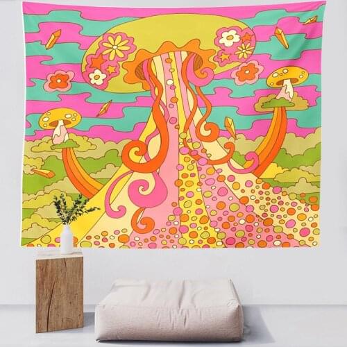 Psychedelic Mushroom Tapestry Wall Decor Girls Room Wall Hanging Room Abstract Trippy Tapestry Wall Hanging Home Dorm Decor