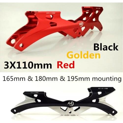 Rockered Inline Speed Skates Frame 3X110mm Red Golden Black Banana Skating Base Guide for Speeding Racing Flexible 110mm Wheel