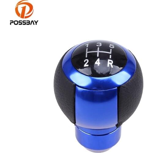 POSSBAY 5 Speed Globe Ball Shape Gear Knob Universal Manual Operation Car Gear Shift Knob Shifter Lever Blue for VW
