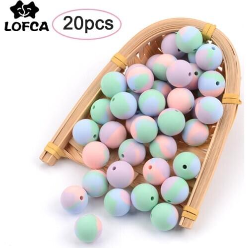 Silicone Beads 20Pcs/lot Tie-dye 9/12/15/19mm Baby Teether Teething Beads Silicone BPA Free DIY Charms Newborn Nursing Accessory