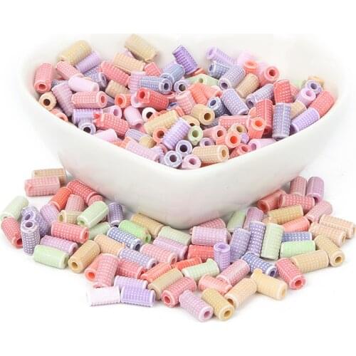 Mixed Cylindrical Positioning Tube Acrylic Beads Charm Loose Spacer Beads For Jewelry Making DIY Needlework Bracelet Accessories