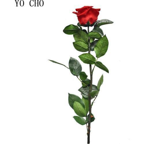 YO CHO 30CM Preserved Flower Branch with Thorns Leaf Eternelle Rose DIY Valentines Day Gift Wedding Wall Decor Artificial Flower