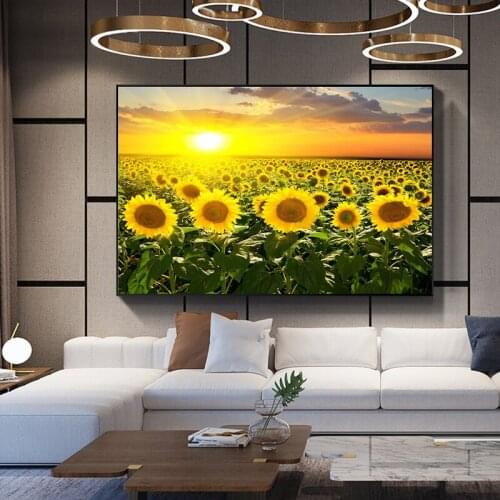 Korean Style Classical Sunflower Modern Canvas Painting on Canvas Poster Wall Art Picture Living Room Home Decor Free Shipping