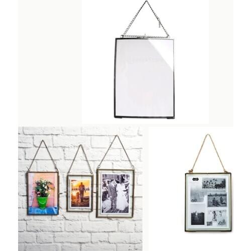 Antique Black Metal Glass Photo Picture Frame Wall Hanging Portrait Home Décor