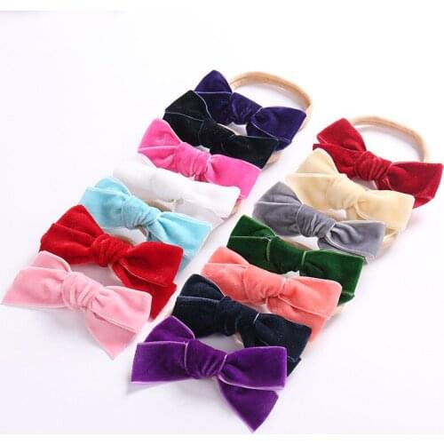 Super soft bow baby baby hair band soft and seamless multicolor suede baby headband hair accessories baby headbands for girls