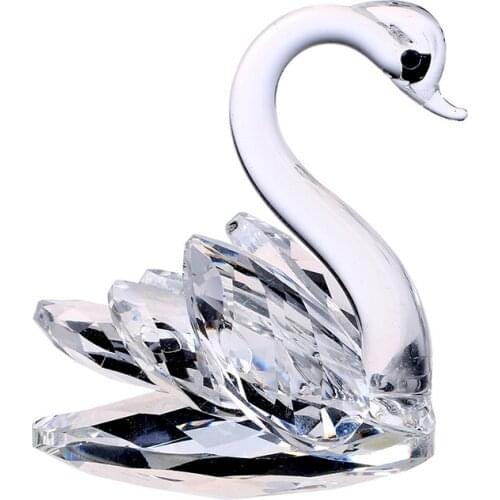 H&D Sparkle Crystal Swan Statue Souvenir Collection Gift Craft Home Desktop Paperweight Decoration Wedding Favor