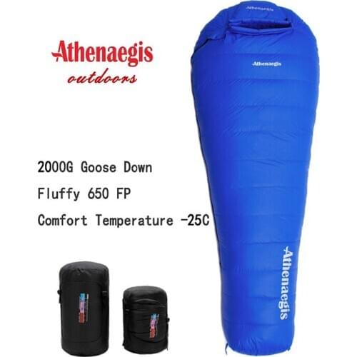 Athenaegis Ultralight Comfortable Waterproof 2000g White Goose Down Filling Can Be Spliced Winter Sleeping Bag