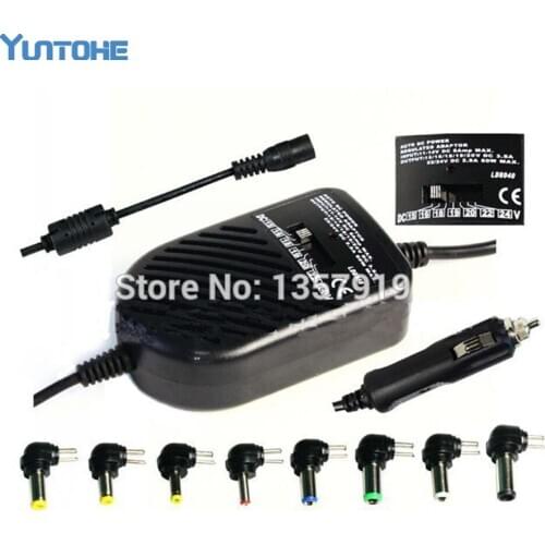 Universal DC 80W Car Auto Charger Power Supply Adapter Set for Laptop Notebook with 8 Detachable Plugs 100pcs/lot