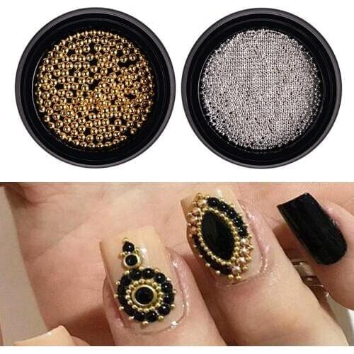 0.6/0.8/1/1.5/2mm Gold Silver Grey Nail Art Jewelry Acessories High Quality Steel Beads Solid Color Steel Beads Nails Decoration
