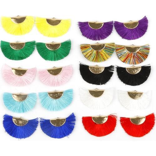 2pcs 25mmx45mm Rayon Small Fan-Shaped Tassel For Making Bag Earring Arts Crafts Sewing Apparel Sewing Fabric Tassel Fringe DIY