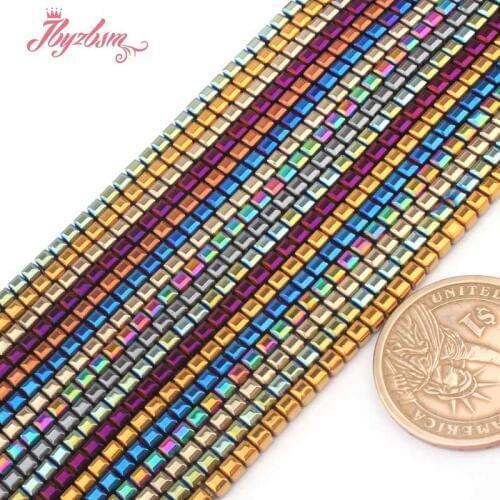 3mm Faceted Suqare Hematite Beads Natural Stone Beads For Necklace Bracelets Earrings Woman Jewelry Making 15" Free Shipping