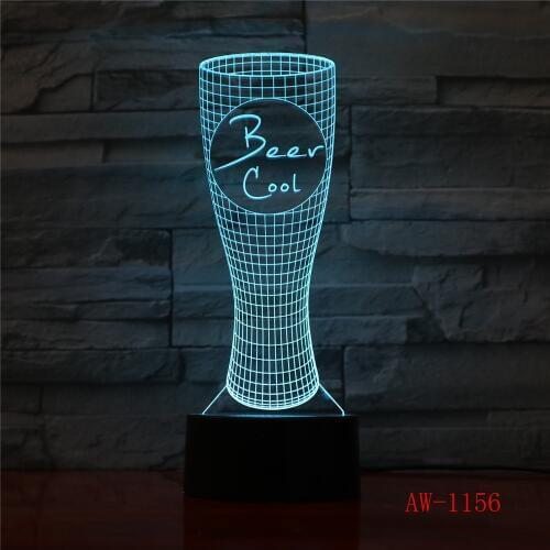 3D Visual Night Lights Led 7 Color Change Beer Glass Modelling Kids Touch Usb Bedroom Atmosphere Moods Desk Lamp Decor AW-1156