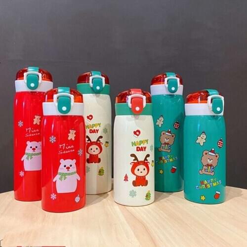 500/350mlml Cartoon Christmas Thermos Mug Portable Cute Insulated Cup Stainless Steel Vacuum Flask Thermal Bottle Thermocup