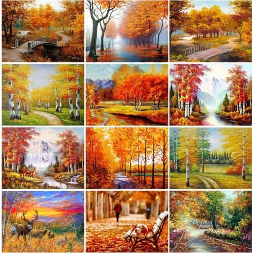 5D Diamond Painting Landscape Cross stitch Kit Mosaic Rhinestone Home Decor Full Square Diamond Embroidery Autumn Scenery Sale