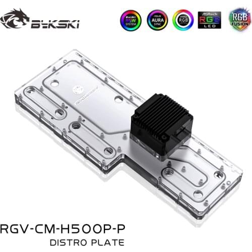 BYKSKI Acrylic Board Water Channel Solution use for CoolerMaster H500M/500P Computer Case for CPU and GPU Block / 3PIN RGB Light