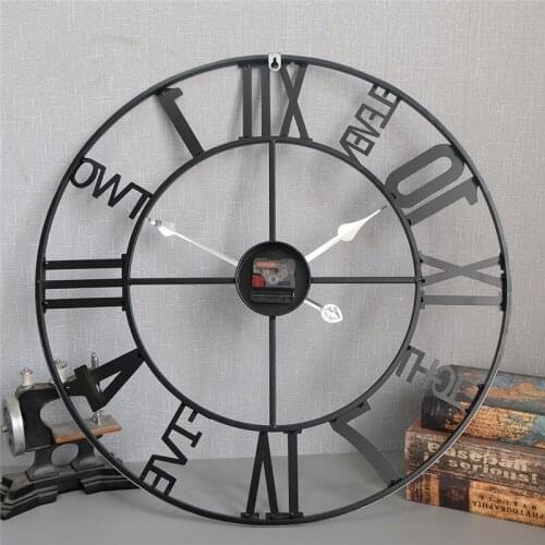 American retro round iron mute wall clock creative cross-border clock decoration clock clock European wall clock
