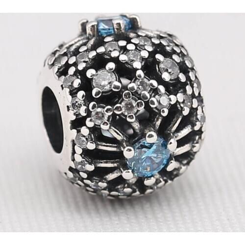 Authentic S925 Silver Bead DIY Jewelry Openwork Radiance Wish Charm fit Lady Bracelet Bangle Openwork Dotted CZ