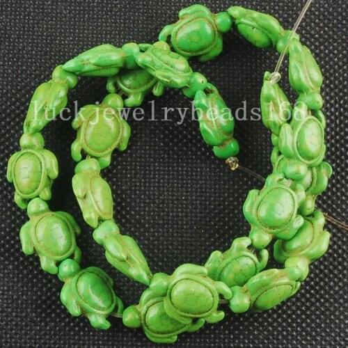 Free shipping Women Fashion Jewelry Cyan Howlet Howlite Turtle Loose Beads 15.5" FG6203