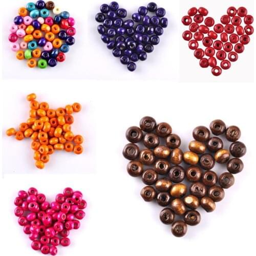 5-200Pcs Fashion Beads Handmade Colored Spacer Natural Wood Beads For Bracelet Necklace DIY Jewelry Making