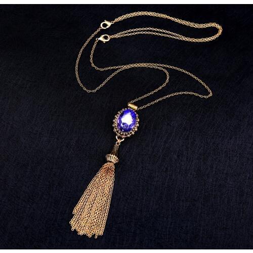 KISS ME Brand Alloy Tassel Long Necklace New Design Geometric Water Drop Pendant Necklace Women Accessories