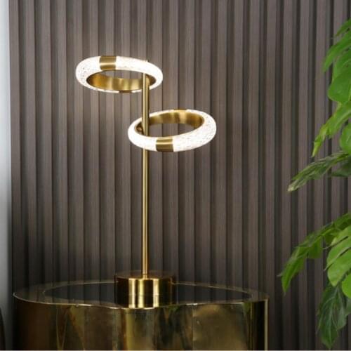 Home Decoration LED Table Lamp Plated Gold Livingroom Bedside Hotel Room Table Lights Ring Art Design Lamp